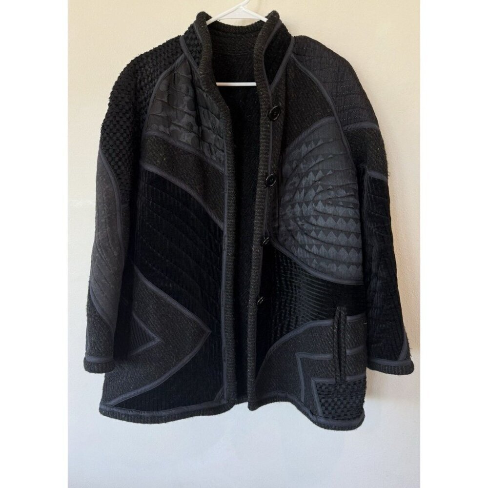 Vintage Koos Van Den Akker Women’s Patchwork Art To Wear Coat Medium M Black